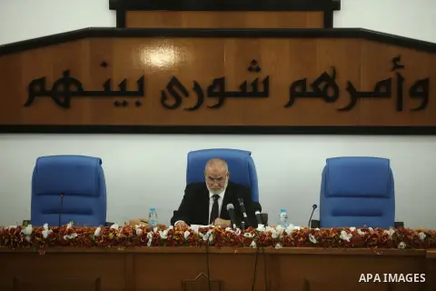 Spokesman of the Palestinian Parliament in Gaza Strip, Ahmed Bahar, speaks during a meeting of the Legislative Council, in Gaza City on January 14, 2014. Photo by Ashraf Amra