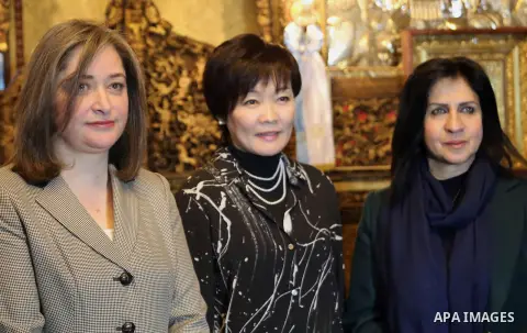 Akie Abe, wife of Japan's Prime Minister Shinzo Abe, looks on during her visit to the Nativity Church in the West Bank city of Bethlehem January 20, 2015. The three-day visit to Israel and the Palestinian territories is...