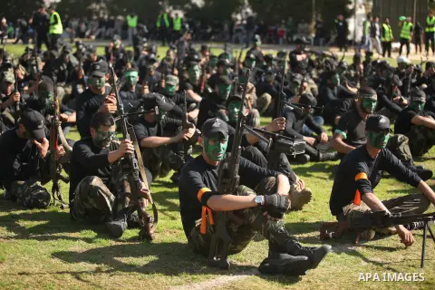 Palestinian youths demonstrate their skills during a graduation ceremony of a military-style camp organized by the Hamas movement in Gaza City on January 29, 2015. Hamas's armed wing organized "Liberation Youths Camps" f...