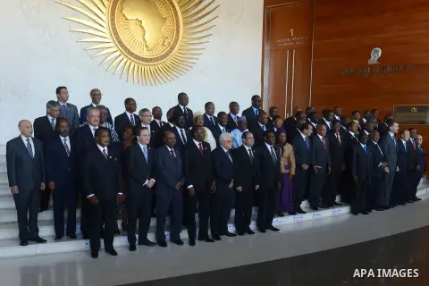 Palestinian President Mahmoud Abbas attends the opening ceremony of the 24th Ordinary session of the Assembly of Heads of State and Government of the African Union (AU) at the African Union headquarters in Ethiopia's cap...