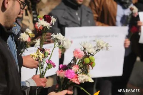 Palestinians gather to remember the Chapel Hill shooting victims, the three young Muslims who were gunned down in North Carolina this week, in Gaza City, February 14, 2015. Newlywed Deah Shaddy Barakat, 23, a University...