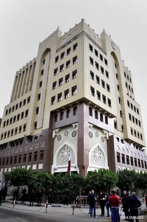 Egyptian policemen guard the Qatari embassy during a demonstration in Cairo, Egypt, 21 February 2015. Several people protested outside Qatar's embassy, after Qatar received backing a few days earlier from other Arab Gulf...
