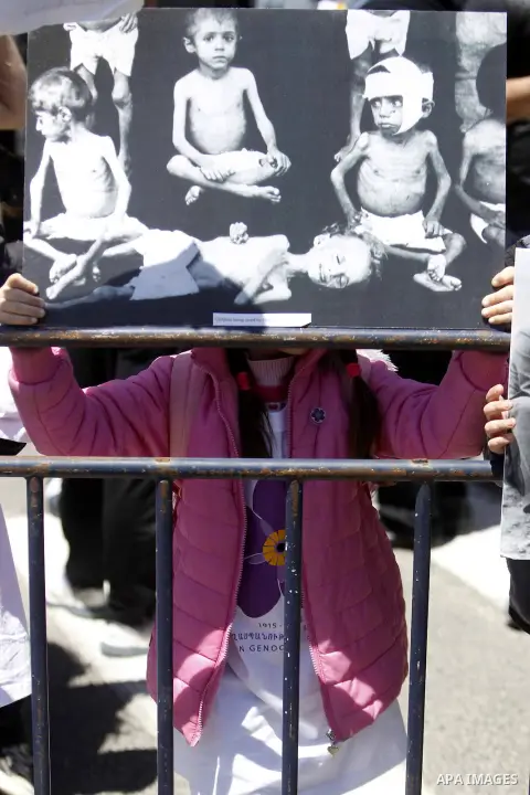 Armenians demonstrate in front of the Turkish consulate to commemorate the 100th anniversary of the 1915 Armenian genocide, in Jerusalem April 24, 2015. Historians estimate up to 1.5 million Armenians were killed by Otto...