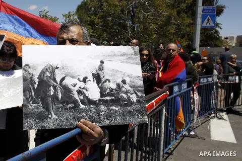 Armenians demonstrate in front of the Turkish consulate to commemorate the 100th anniversary of the 1915 Armenian genocide, in Jerusalem April 24, 2015. Historians estimate up to 1.5 million Armenians were killed by Otto...