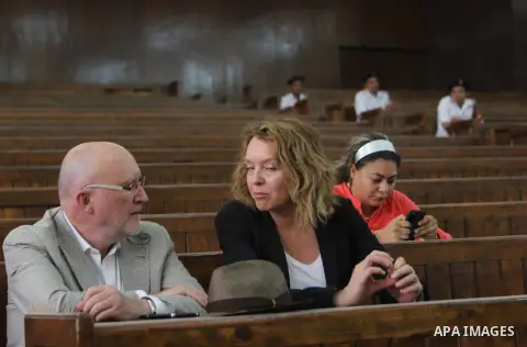 Relatives of defendant in the Marriott terror cell case attend at an Egyptian court in Cairo on May 9, 2015. Photo by Amr Sayed