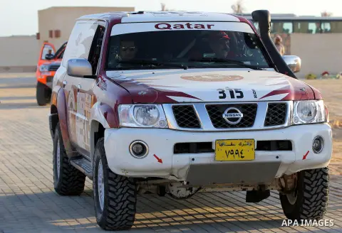 Egyptian drivers take part during Pharaohs motor rally in Hurghada, Egypt, on May 12, 2015. Photo by Amr Sayed