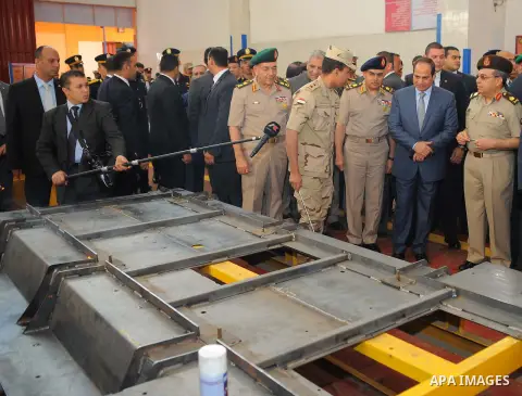 Egyptian President Abdel Fattah al-Sisi attends the opening ceremony of development of the armed forces factories, in Cairo on May 14, 2015. Photo by Egyptian Presidency