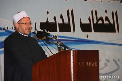 Religious scholars attend a conference held by the Awqaf (Religious Affairs) Ministry headquarters in Cairo, May 25, 2015, to discuss the renewal of religious discourse, a proposal by President Abdel Fattah al-Sisi in ho...