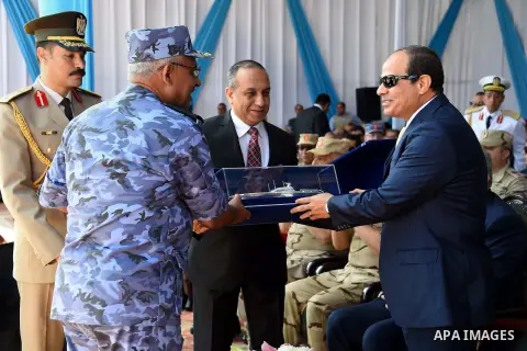 A handout picture provided by the Office of the Egyptian Presidency shows Egyptian President, Abdel Fattah al-Sisi attends the opening ceremony of Alexandria arsenal in Alexandria, Egypt on May 30, 2015. Photo by Egyptia...