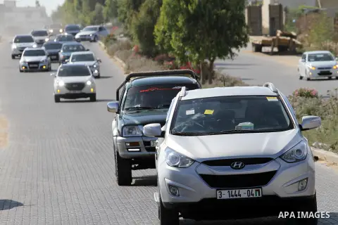Palestinian drivers take part in a local car race in Gaza city on June 12, 2015. The race organized by Gaza racing club participant by 16 racer from the besieged coastal enclave. Photo by Mohammed Asad