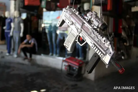 A Palestinian vendor displays toys at a market in Rafah in the southern Gaza strip as the faithful prepare for the start of the Muslim holy fasting month of Ramadan on June 17, 2015. More than 1.5 billion Muslims around...