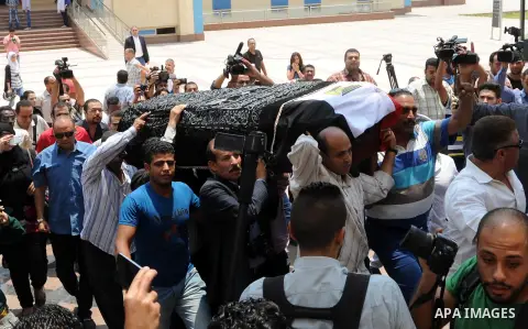 Mourners carry the coffin of Egyptian actor Omar Sharif during his funeral at the Mushir Tantawi mosque in Cairo, Egypt, 12 July 2015. According to the Egyptian actor's agent, Omar Sharif died at the age of 83 of a heart...