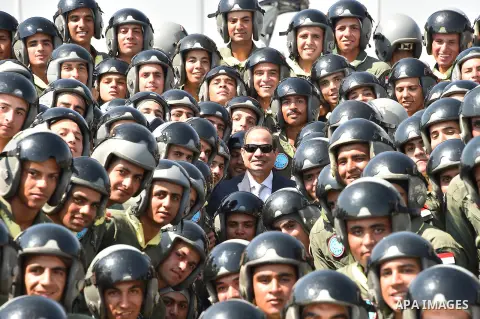Egyptian President Abdel Fattah al-Sisi attends a graduation ceremony of the Air Force academy in Cairo, Egypt July 27, 2015. Photo by Egyptian President Office