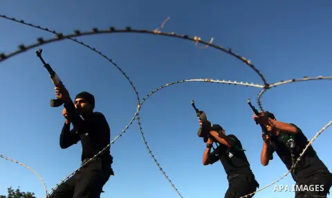 Palestinian youths demonstrate their skills during a military-style camp organized by the Hamas movement in Gaza City on July 28, 2015. Hamas's armed wing organized "Liberation Youths Camps" for young Palestinians aged b...