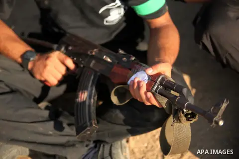 Palestinian youths demonstrate their skills during a military-style camp organized by the Hamas movement in Gaza City on July 28, 2015. Hamas's armed wing organized "Liberation Youths Camps" for young Palestinians aged b...
