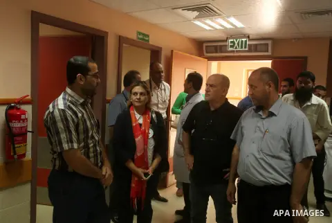 Head of the Red Cross mission in Israel and the Palestinian territories Jacques De Maio, visits the al-Aqsa Martyrs Hospital in Deir al-Balah in the northern Gaza Strip July 29, 2015. Photo by Ashraf Amra