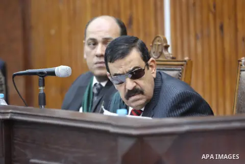 The Judge speaks during the trial of Members of Egyptian 'Ultras of Raba'wi, in a court in Cairo on July 29, 2015. Photo by Amr Sayed
