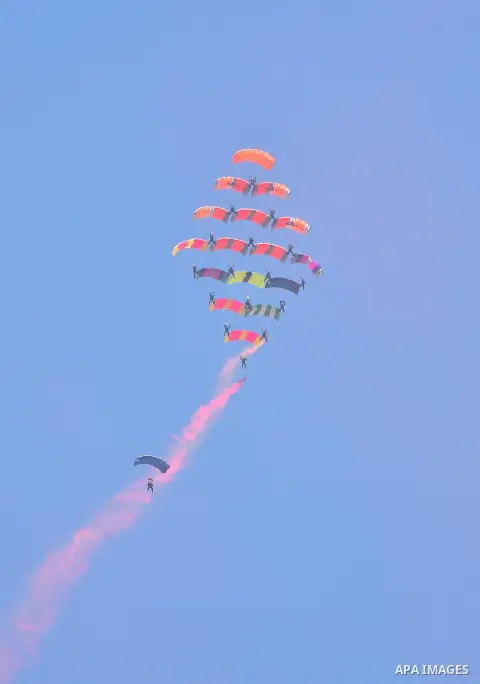 Egyptian Air forces demonstrate their skills during a military academy graduation ceremony in the capital, Cairo, on Jly 30, 2015. Photo by Egyptian President Office. Photo by Egyptian President Office