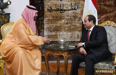 Egyptian President Abdel Fattah al-Sisi meets with Saudi deputy Crown Prince and Minister of Defence Mohammed bin Salman in the Egyptian capital, Cairo, July 30, 2015. Photo by Egyptian President Office
