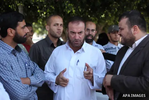 Leader of Hamas movement Fathi Hammad, attends the opening of the exhibition of the al-Qassam mock prisons, in Gaza city, on Sep. 02, 2015. Photo by Ashraf Amra