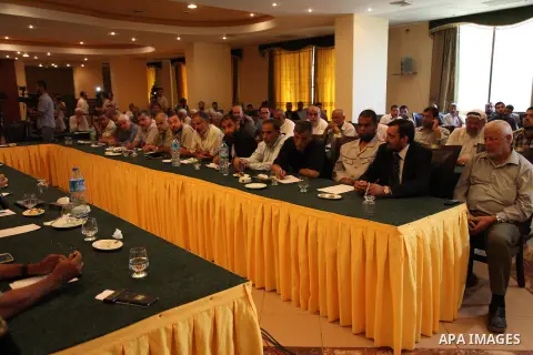 Leaders of Palestinian factions, attend a meeting in Gaza city on Sep. 05, 2015. Photo by Ashraf Amra