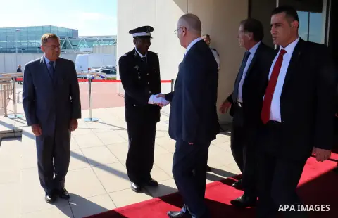 Palestinian Prime Minister Rami Hamdallah, arrives for a meeting to preside over the Joint Palestinian-French Ministerial Committee, in Paris on September 9, 2015. Photo by Prime Minister Office