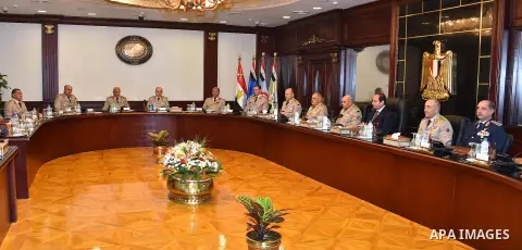 A handout picture released by the Egyptian Presidency shows Egyptian President Abdul Fattah al-Sisi after their visit to former Egyptian President Sadat's grave and the memorial of the Unknown Soldier tomb on October 4,...