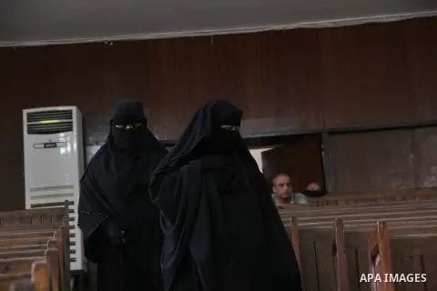 Relatives of Ansar Bait Al-Maqdis group attend their trial in Cairo on Oct. 13, 2015, on charges of assassination of police officers, attempted assassination of interior minister Mohamed Ibrahim and explosions near secur...