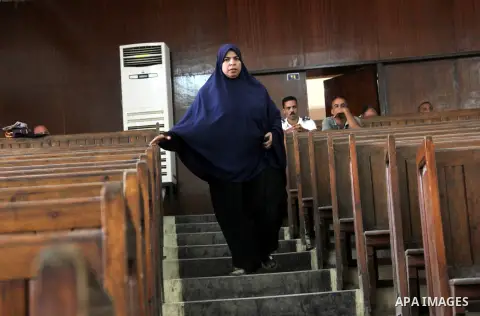 Relatives of Ansar Bait Al-Maqdis group attend their trial in Cairo on Oct. 13, 2015, on charges of assassination of police officers, attempted assassination of interior minister Mohamed Ibrahim and explosions near secur...
