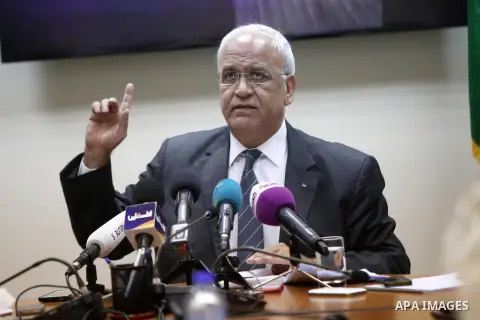 Palestinian chief negotiator Saeb Erekat speaks during a press conference in the West Bank city of Ramallah, on October 13, 2015. A wave of stabbings that hit Israel, Jerusalem and the West Bank this month along with vio...
