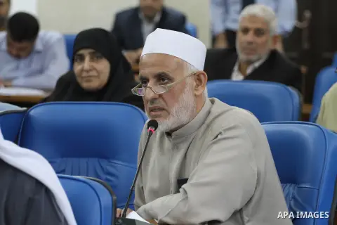 Members of the Palestinian legislative council from Hamas movement attend a meeting at the legislative council in Gaza city on Oct. 28, 2015. Photo by Mohammed Asad