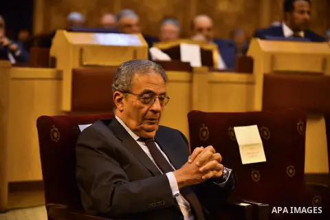 Members of Arab thought foundation take part in a closing session in the Arab League's headquarters in the Egyptian capital, Cairo, on Dec. 08, 2015. The Arab Thought Foundation is an international independent non-govern...