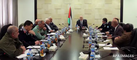 Palestinian Prime Minister, Rami Hamdallah, meets with security chiefs, in the West Bank city of Ramallah, on Dec. 15, 2015. Photo by Prime Minister Office
