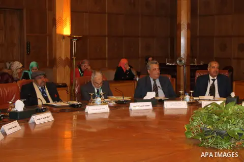 Officials of organizations «ALECSO, Alasesko, UNESCO» and officials and specialists from Arab countries, taking part in the celebration of the World Day of the Arabic language in the Arab League's headquarters in the Egy...