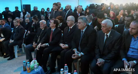 Palestinian Prime Minister, Rami Hamdallah, opens the main water pipeline project, in the West Bank city of Hebron, on December 17, 2015. Photo by Prime Minister Office
