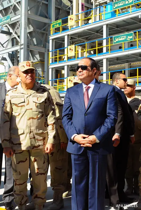 Egyptian President Abdel Fattah al-Sisi, opens Mono and adenosine triphosphate factory at El-Fayoum governorate, Egypt, on December 17, 2015. Photo by Egyptian President Office