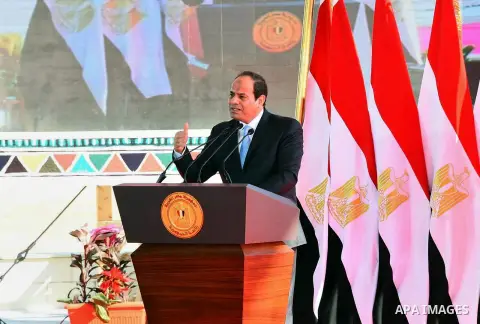 Egyptian President Abdel Fattah al-Sisi speaks during the opening of reclamation project and land development in New Valley governorate, Egypt, on Dec. 30, 2015. Photo by Egyptian President Office
