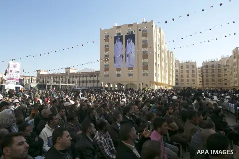 Palestinians gather at the Qatari-funded Hamad City housing complex in Khan Younis, southern Gaza Strip, Saturday, Jan. 16, 2016. More than 1,000 Palestinian families have taken possession of new apartments in the first...