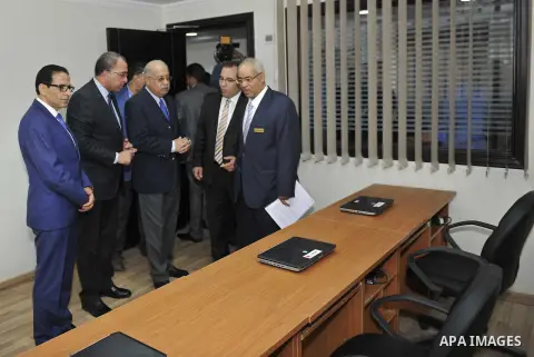 Egyptian Prime Minister, Ismail Sharif, visits the Ministry of Planning, in Cairo, Egypt, o January 16, 2016. Photo by Stringer