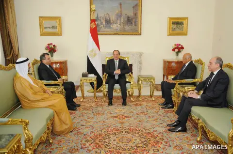 Egyptian President Abdel Fattah al-Sisi meets with the President of the Inter-Parliamentary Union, Saber Chowdhury, in Cairo, Egypt, on Jan. 20, 2016. Photo by Egyptian President Office