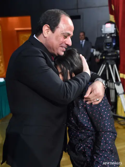 Egyptian President Abdel-Fattah el-Sissi takes part in a ceremony marking Police Day, which falls on Jan. 25, the anniversary of the 2011 uprising that toppled longtime ruler Hosni Mubarak, in Cairo, Egypt, Saturday, Jan...