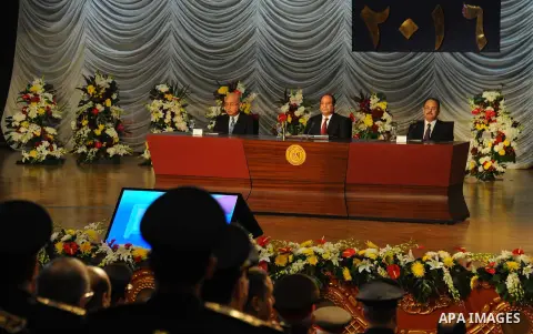 Egyptian President Abdel-Fattah el-Sissi takes part in a ceremony marking Police Day, which falls on Jan. 25, the anniversary of the 2011 uprising that toppled longtime ruler Hosni Mubarak, in Cairo, Egypt, Saturday, Jan...
