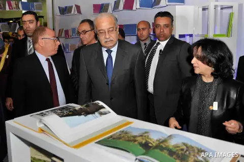 Egyptian Prime Minister Sherif Ismail opens the Cairo International Book Fair, in Cairo, Egypt, on Jan. 27, 2016. Photo by Stranger