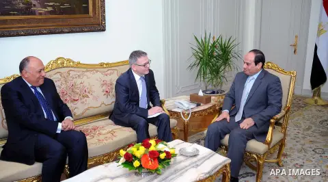 Egyptian President Abdel Fattah al-Sisi meets with Czech Foreign minister, Lubomir Zaoralek in Cairo, Egypt on Feb. 01, 2016. Photo by Egyptian President Office