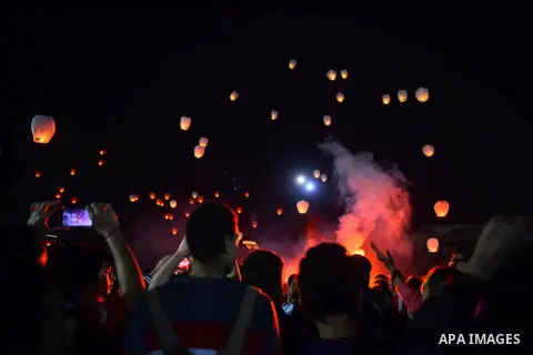 Al Ahly fans, also known as "Ultras", light flares and shout slogans at al-Ahly club's training stadium marking the fourt anniversary of killing al-Ahly fans in what known as the "Port Said massacre", on February 1, 2016...