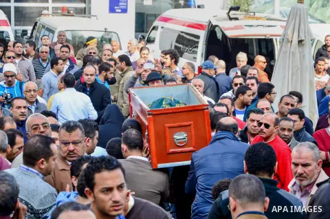 Egyptians carry the body of Ahmed Seif al-Islam, son of Hassan al-Banna, founder of Egyptian Muslim Brotherhood during his funeral in cairo, Egypt on February 5, 2016. Photo by Amr Sayed