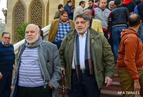 Former Muslim Brotherhood spokesman Kemal Helbavi attends the funeral of Ahmed Seif al-Islam, son of Hassan al-Banna, founder of Egyptian Muslim Brotherhood, in Cairo, Egypt on February 5, 2016. Photo by Amr Sayed