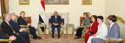 Egyptian President Abdel Fattah al-Sisi meets with a delegation of members of the European Parliament in Cairo, Egypt, on Feb. 07, 2016. Photo by Egyptian President Office
