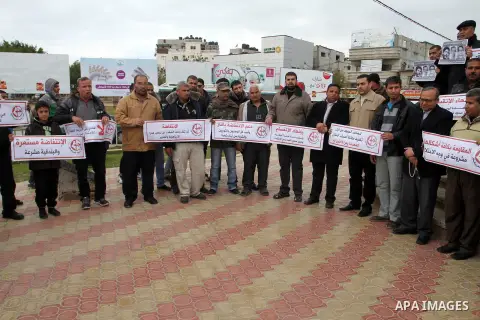 Palestinian supporters of Popular front for Liberation of Palestine (PFLP) take part in a protest in solidarity with Palestinian in the occupied West Bank and Jerusalem, in Rafah in the southern of Gaza strip on Feb. 08,...