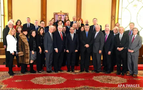 Egyptian President Abdel Fattah al-Sisi meets with a delegation of heads of American Jewish organizations Cairo, Egypt, on Feb. 11, 2016. Photo by Egyptian President Office